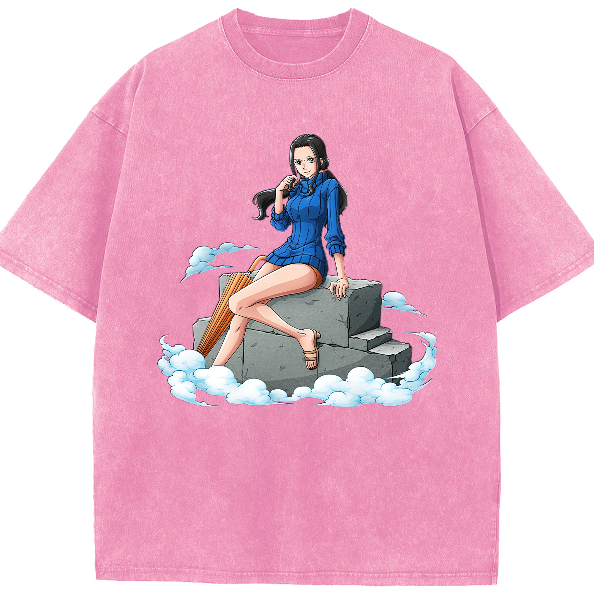 ワンピース ニコ・ロビン ONE PIECE Nico Robin 綿100% ヴィンテージ風 半袖Tシャツ（フロントプリント）